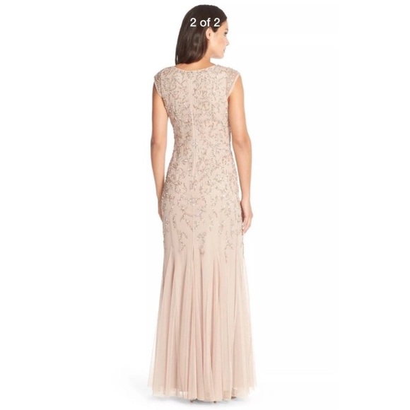 Aidan Mattox beaded cap sleeves V-Neck mermaid Long Dress - Picture 8 of 12